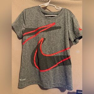 Nike Kids Gray Tee with Red Swoosh